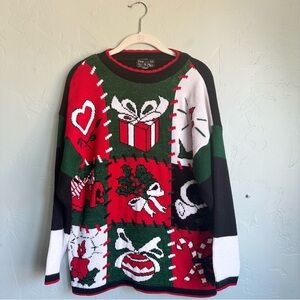 Vintage 80’s 90’s Cottagecore Patchwork Holiday Christmas‎ Sweater Medium